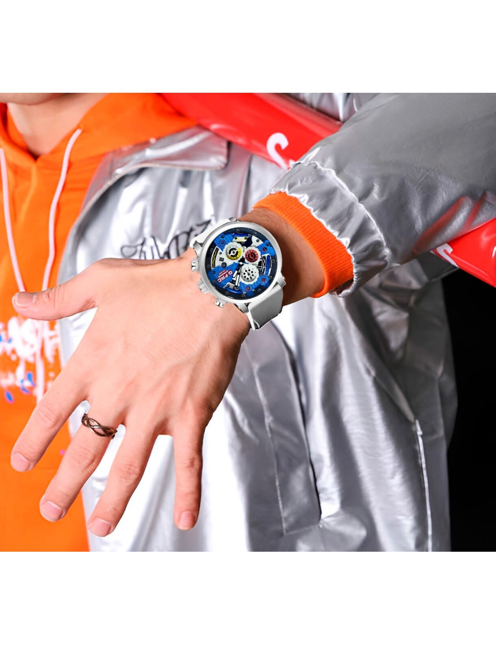 Reloj G-force H3788g Cronografo Funcional Goma + Estuche