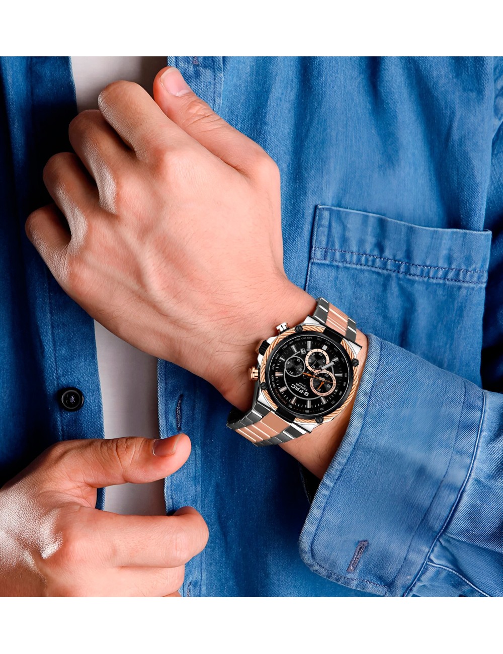 Reloj G-force H3829g Cronografo Funcional Acero + Estuche