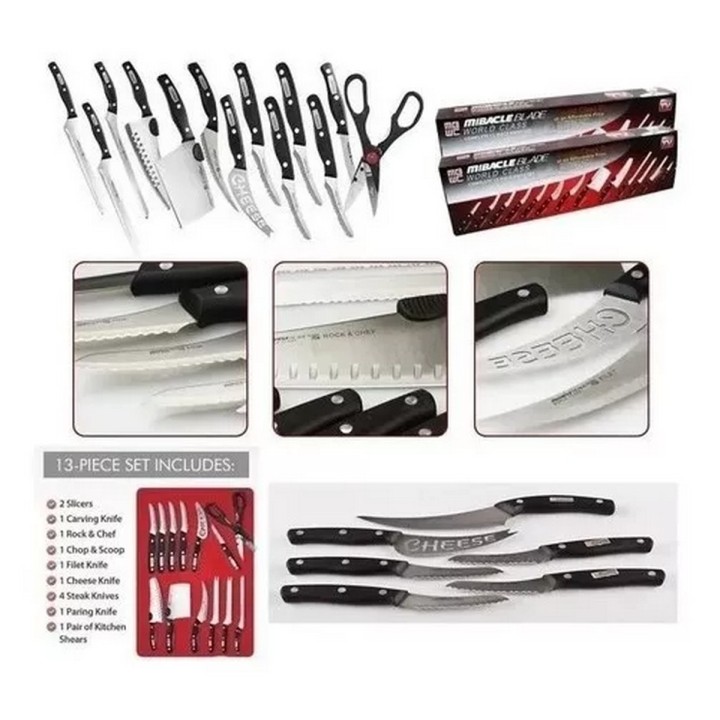 Set Cuchillos Corte Profesional 13 Piezas Con Tijeras