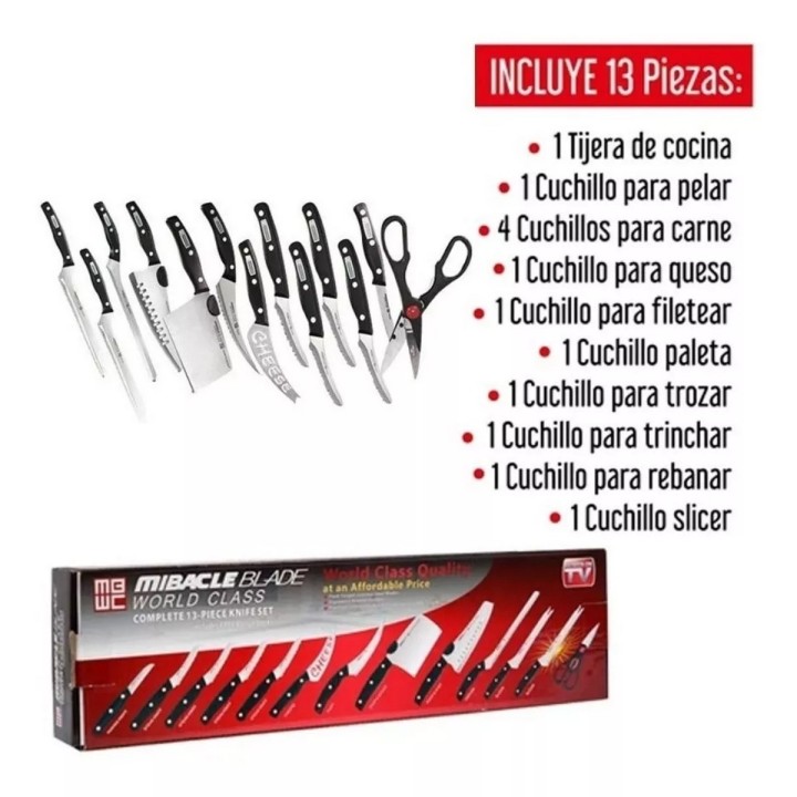 Set Cuchillos Corte Profesional 13 Piezas Con Tijeras