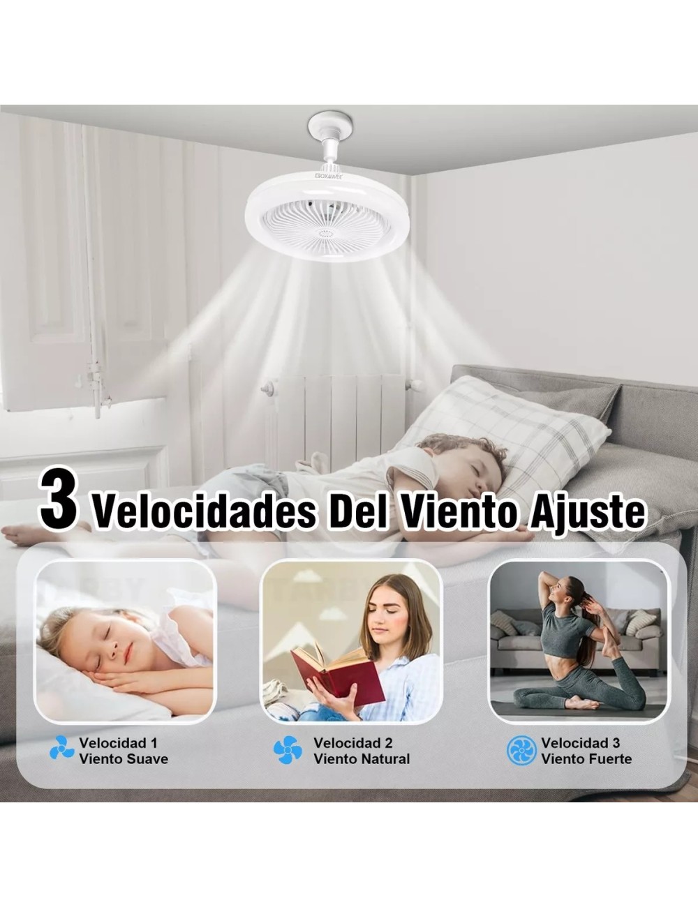 Bombillo - Ventilador De Techo De 3 Velocidades Con Control