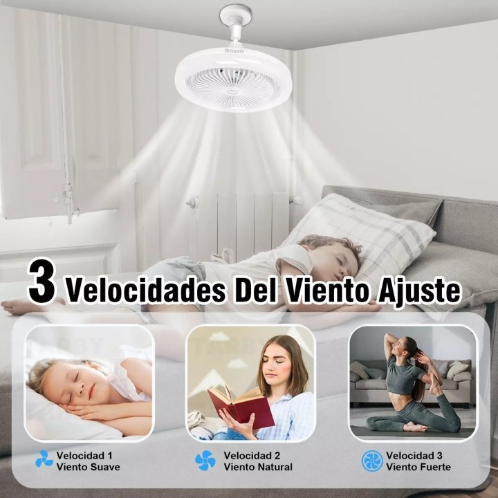 Bombillo - Ventilador De Techo De 3 Velocidades Con Control