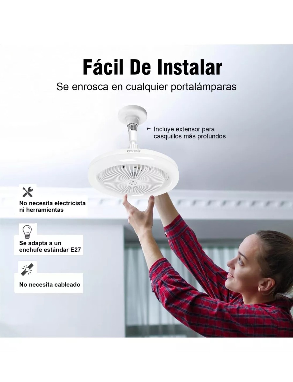 Bombillo - Ventilador De Techo De 3 Velocidades Con Control