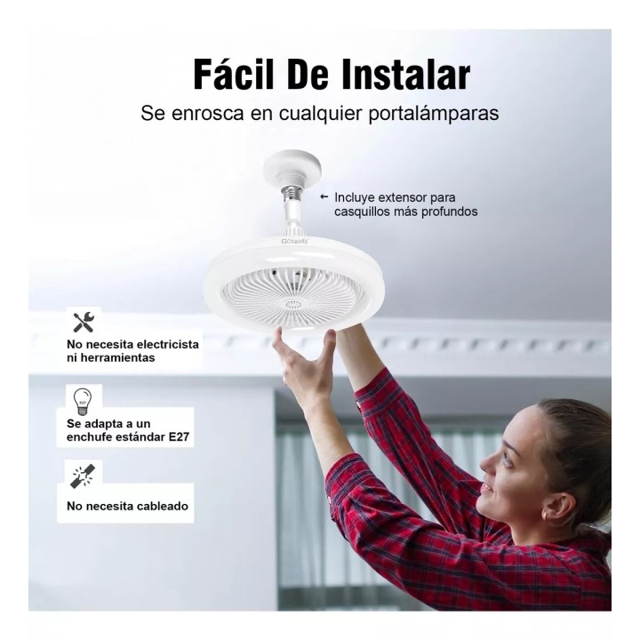 Bombillo - Ventilador De Techo De 3 Velocidades Con Control