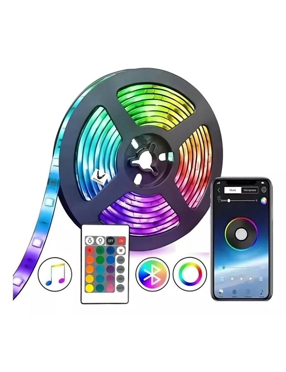 Cinta Led Rgb Bluetooth Luces Tv Hogar 10mts Luz Color Rgb