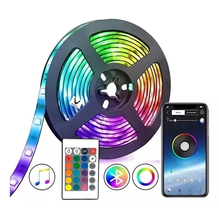 Cinta Led Rgb Bluetooth Luces Tv Hogar 10mts Luz Color Rgb