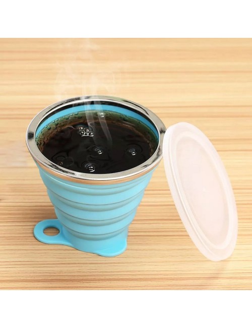 Vaso Portátil De Silicona Plegable Re Utilizable Retráctil