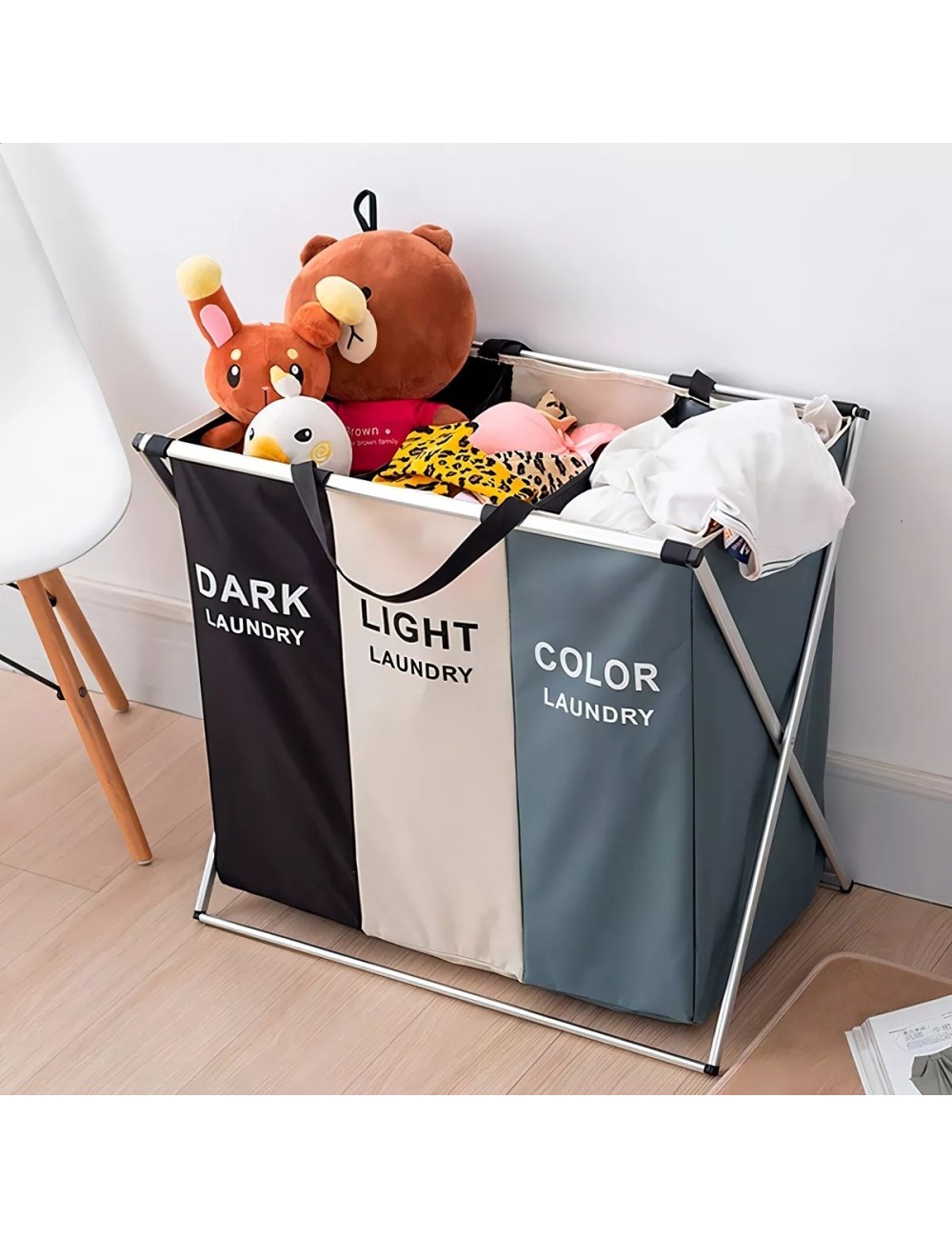 Organizador De Cestas De Lavandería Plegable 3 Separadores