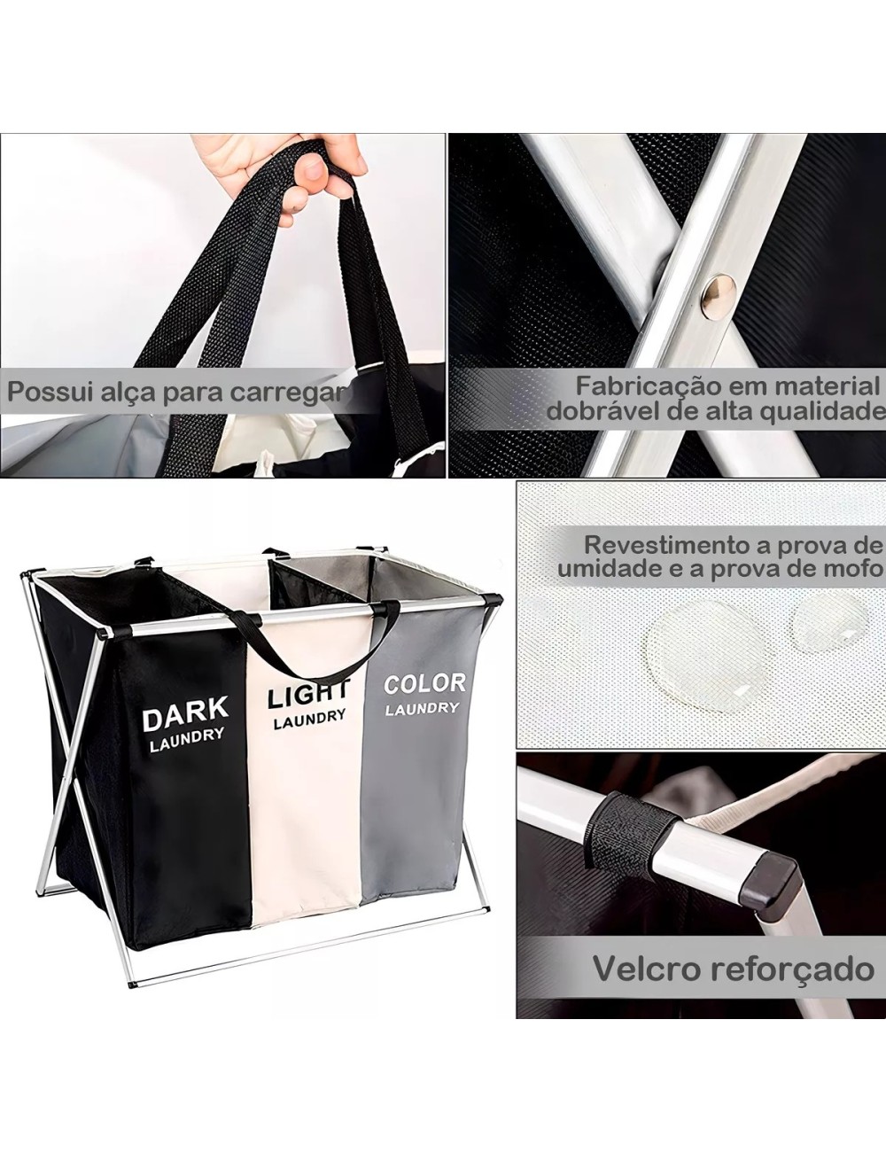 Organizador De Cestas De Lavandería Plegable 3 Separadores