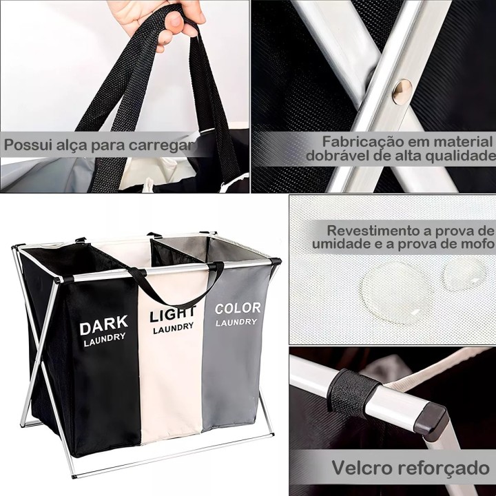 Organizador De Cestas De Lavandería Plegable 3 Separadores