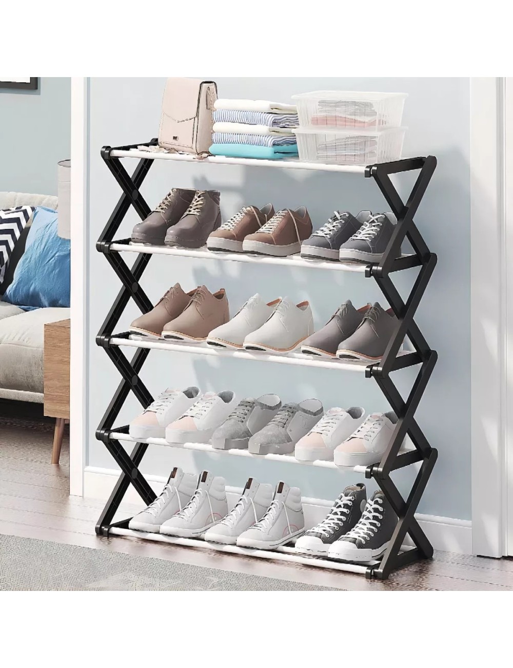 Organizadores De Zapatos Premium Moderno 5 Estantes 10 Pares