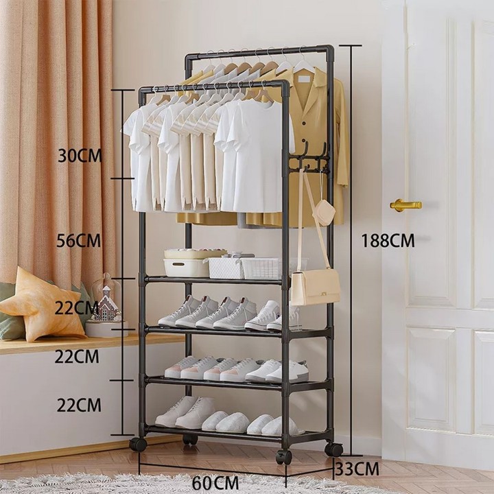 Perchero 4 Niveles Premium Organizador Ropa Closet Con Rueda