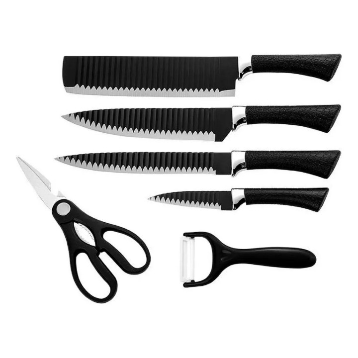 Set Cuchillos Acero Inoxidable Premium Cocina Pelador Tijera