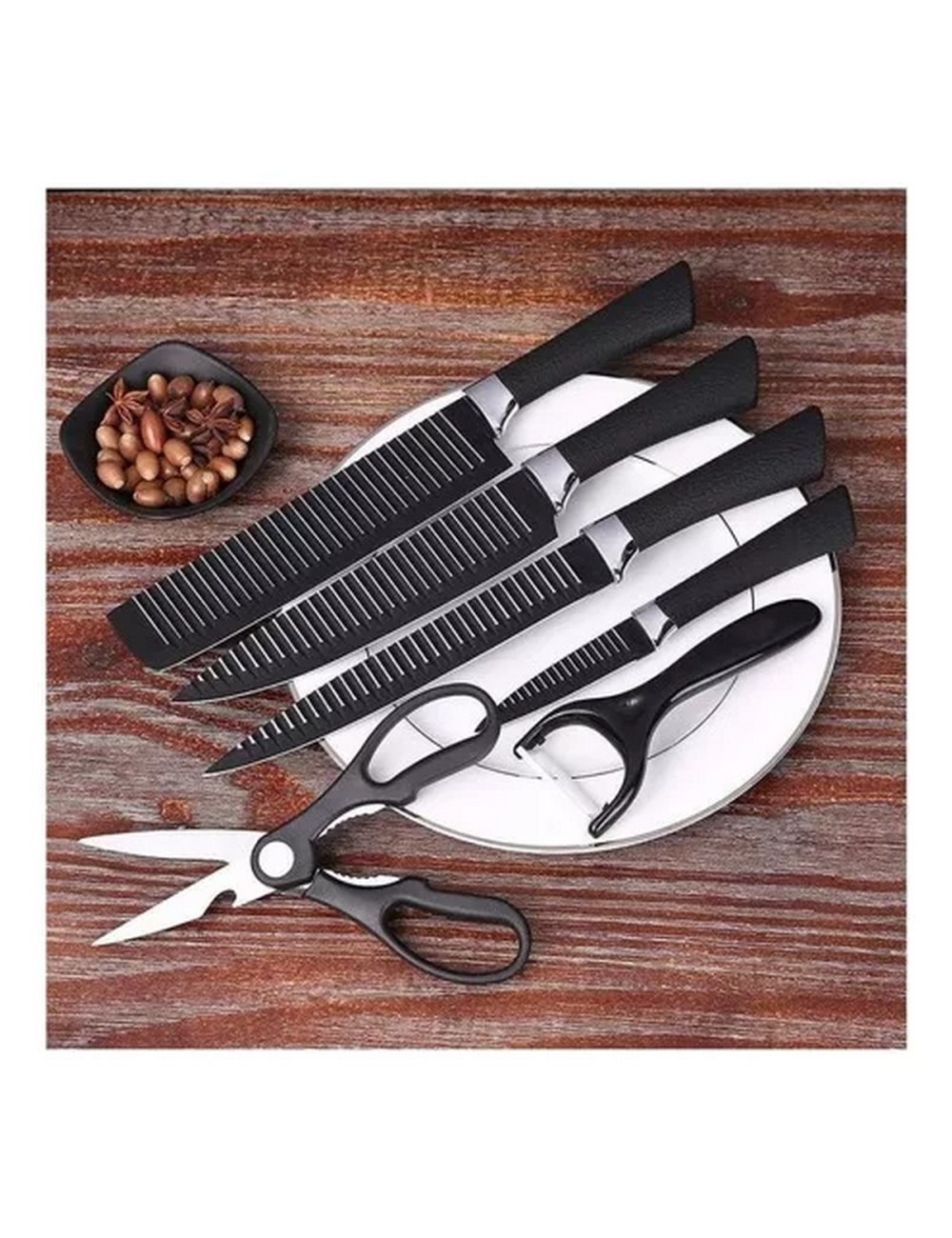 Set Cuchillos Acero Inoxidable Premium Cocina Pelador Tijera