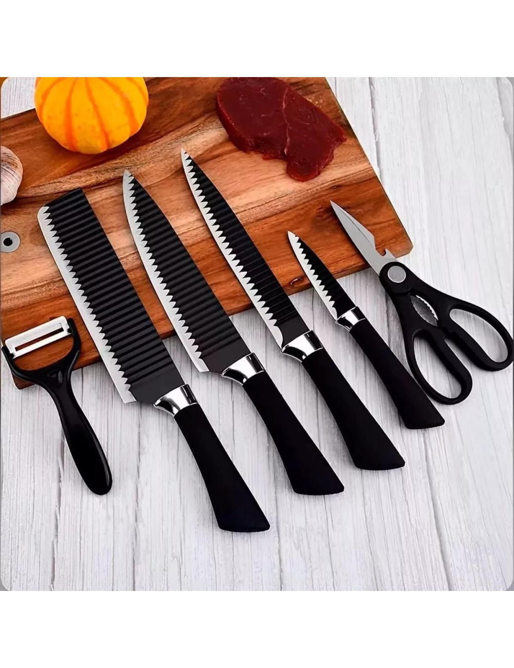 Set Cuchillos Acero Inoxidable Premium Cocina Pelador Tijera