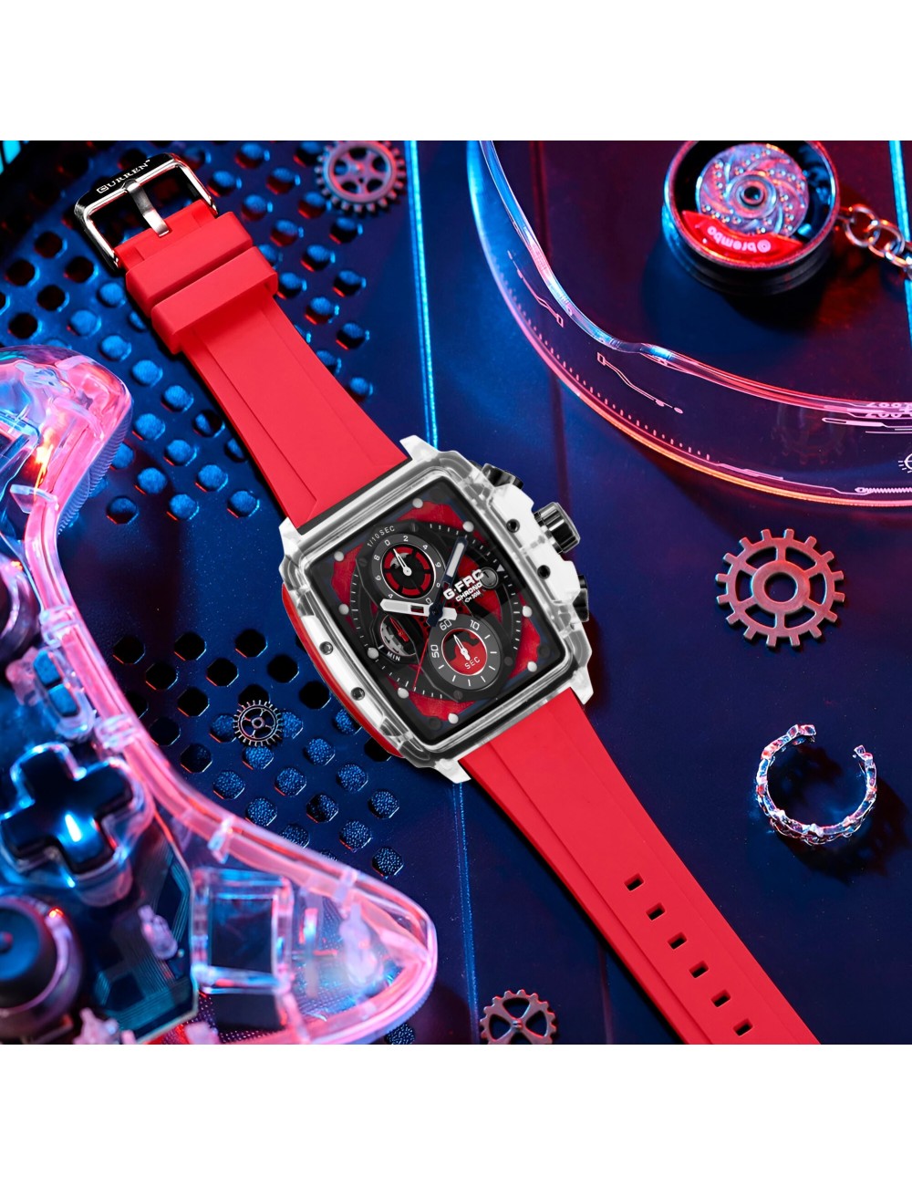 Reloj G-force H4113g Cronografo Funcional Goma + Estuche