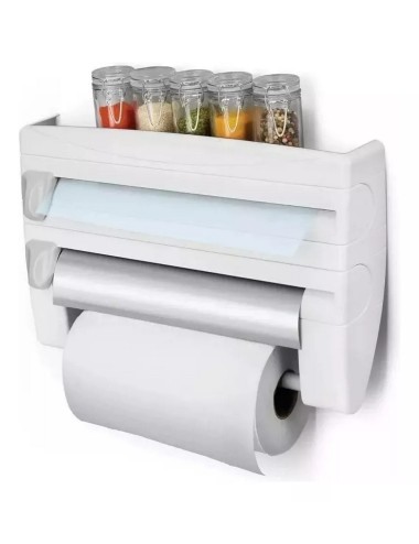 Dispensador De Papel Cocina 4 En 1 Toallas Aluminio Plastico