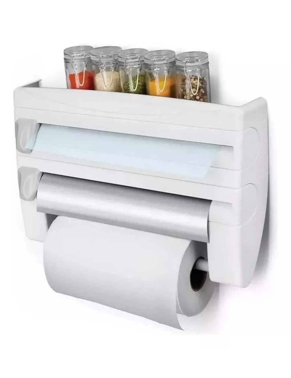 Dispensador De Papel Cocina 4 En 1 Toallas Aluminio Plastico