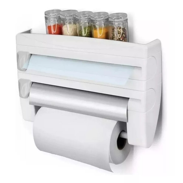 Dispensador De Papel Cocina 4 En 1 Toallas Aluminio Plastico