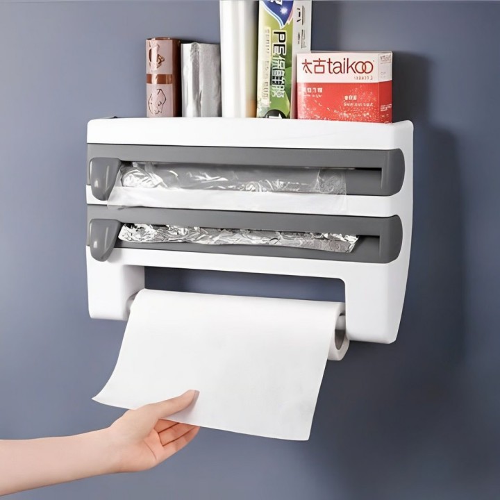 Dispensador De Papel Cocina 4 En 1 Toallas Aluminio Plastico