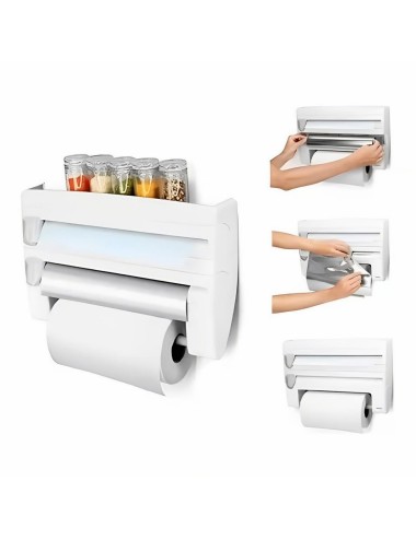 Dispensador De Papel Cocina 4 En 1 Toallas Aluminio Plastico