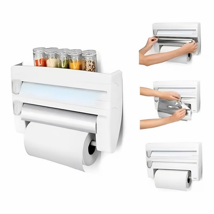 Dispensador De Papel Cocina 4 En 1 Toallas Aluminio Plastico