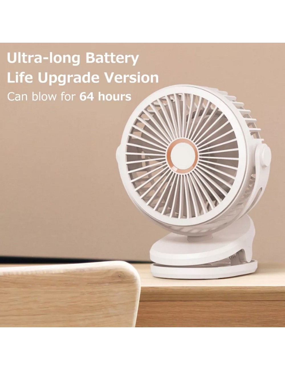 Ventilador Giro 360 Grados Portatil Recargable Con Base Clip