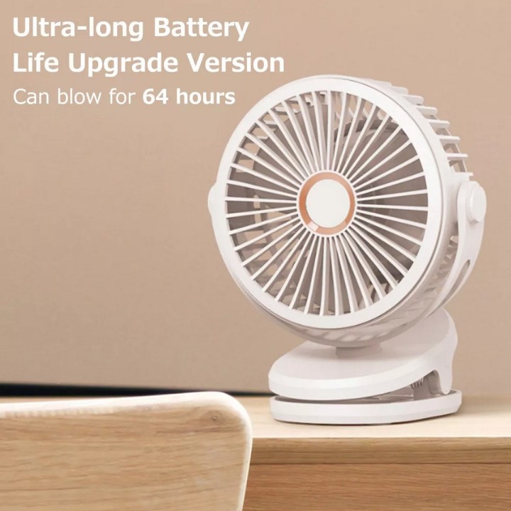 Ventilador Giro 360 Grados Portatil Recargable Con Base Clip