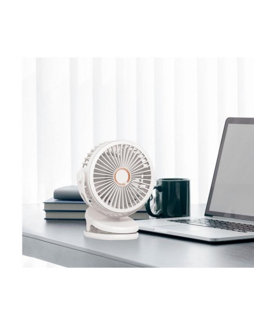 Ventilador Giro 360 Grados Portatil Recargable Con Base Clip