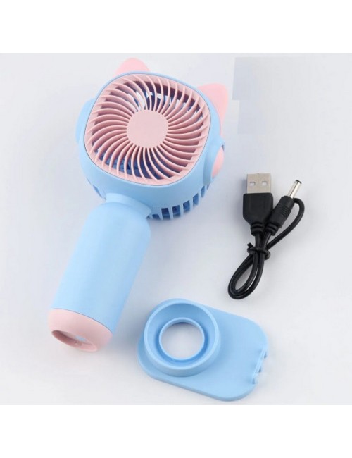 Ventilador Gato Orejas Portatil Recargable Con Base