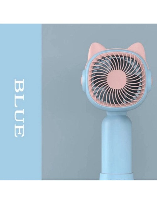 Ventilador Gato Orejas Portatil Recargable Con Base