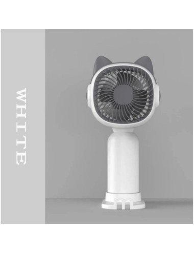 Ventilador Gato Orejas Portatil Recargable Con Base