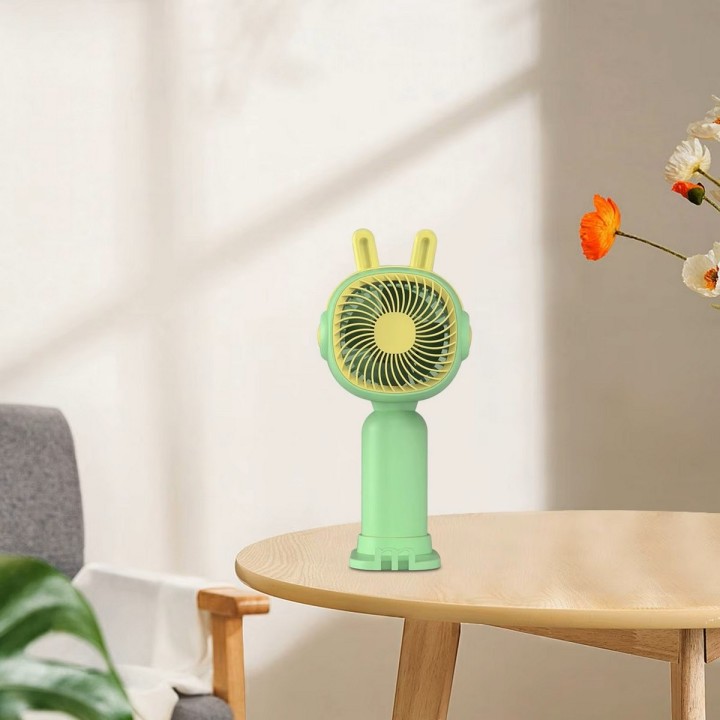 Ventilador Gato Orejas Portatil Recargable Con Base