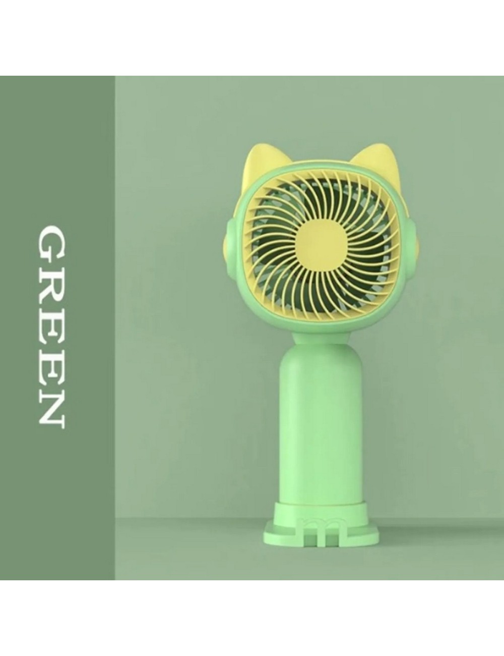 Ventilador Gato Orejas Portatil Recargable Con Base