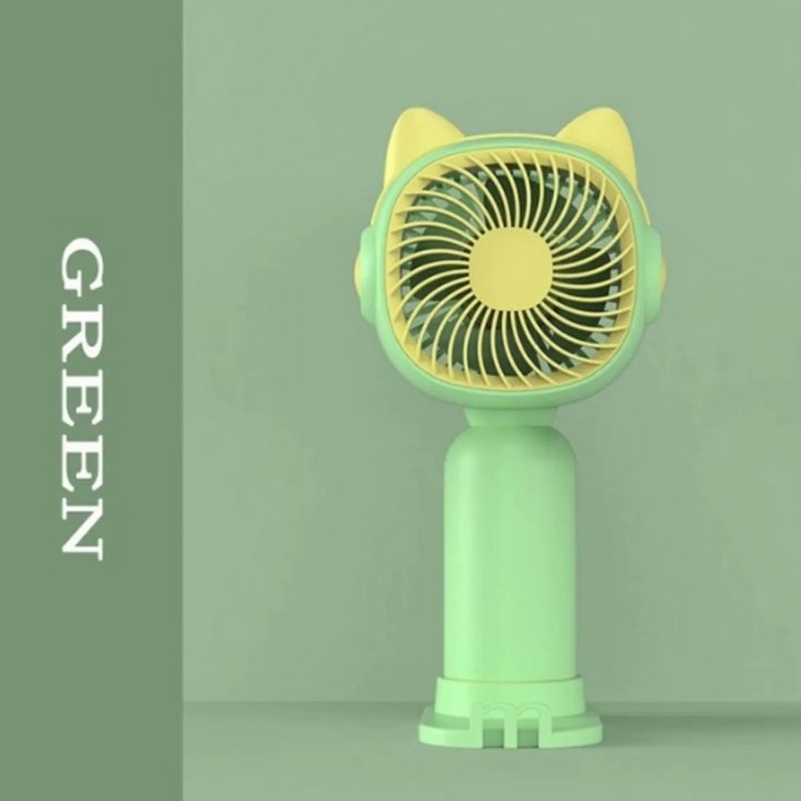 Ventilador Gato Orejas Portatil Recargable Con Base