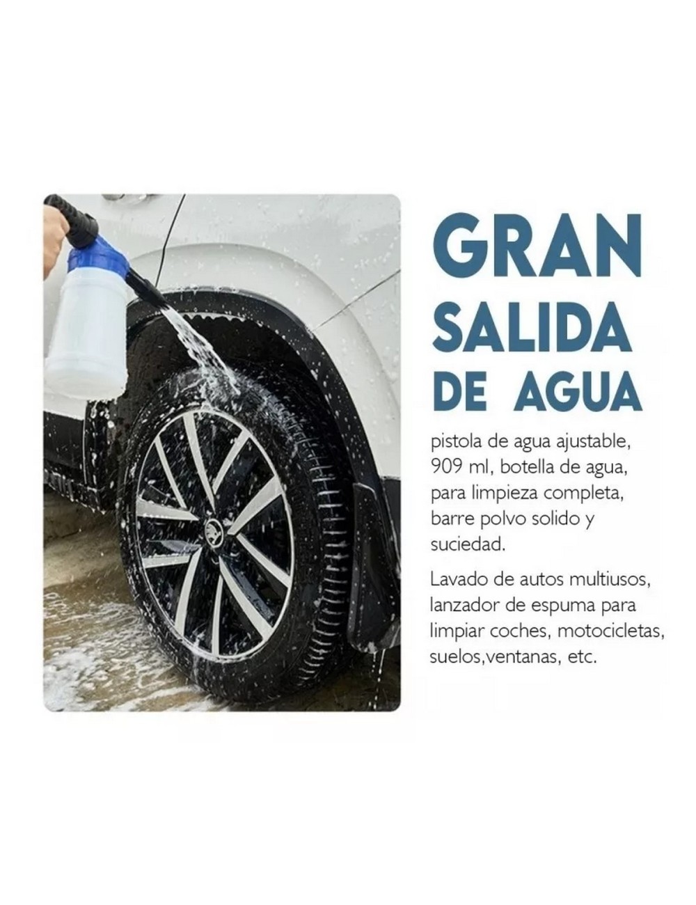 Pistola Lanza Espuma Pulverizador De Agua Para Autos, Motos