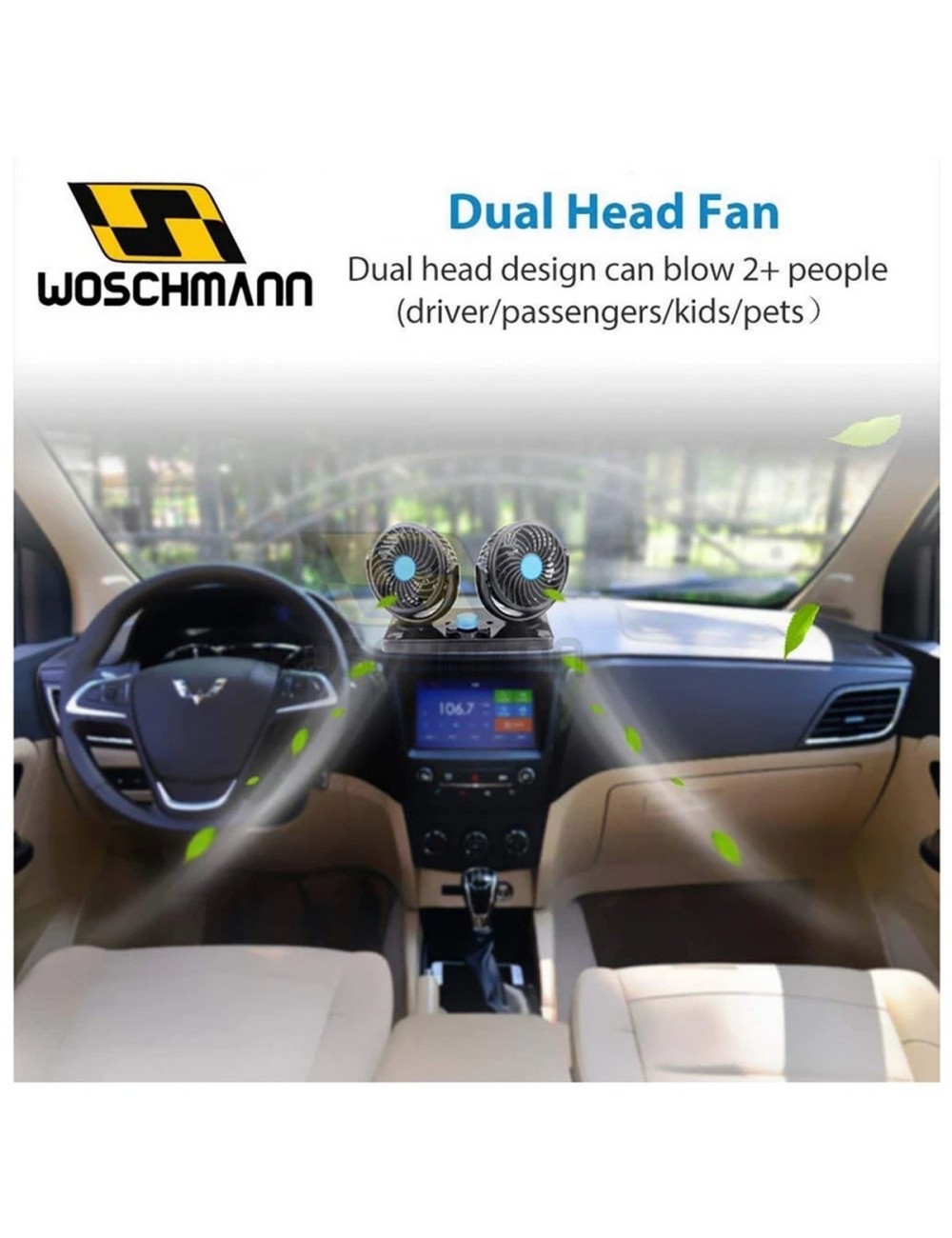 Ventilador De Carro Duo 12 Voltios Giro 360 Grados