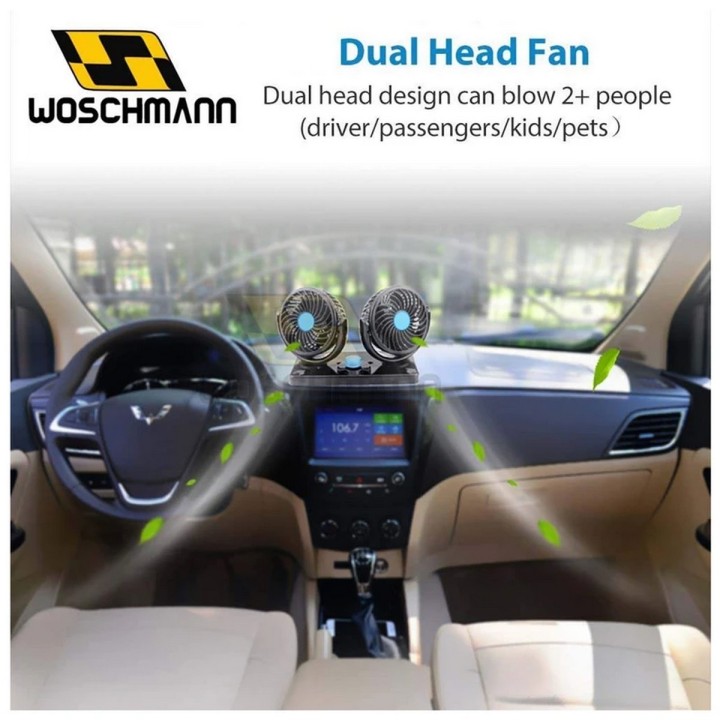 Ventilador De Carro Duo 12 Voltios Giro 360 Grados