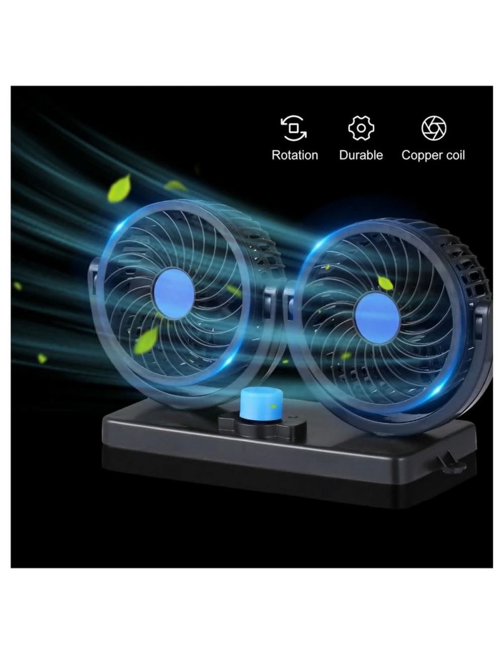 Ventilador De Carro Duo 12 Voltios Giro 360 Grados