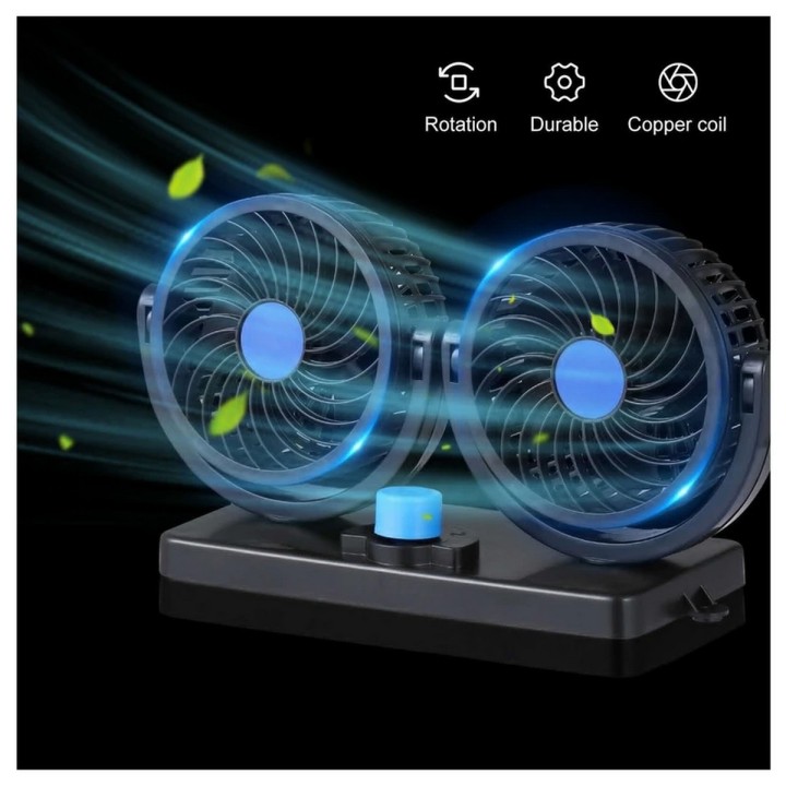 Ventilador De Carro Duo 12 Voltios Giro 360 Grados