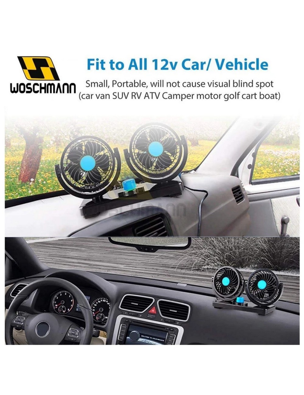 Ventilador De Carro Duo 12 Voltios Giro 360 Grados