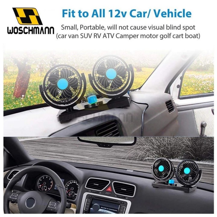 Ventilador De Carro Duo 12 Voltios Giro 360 Grados