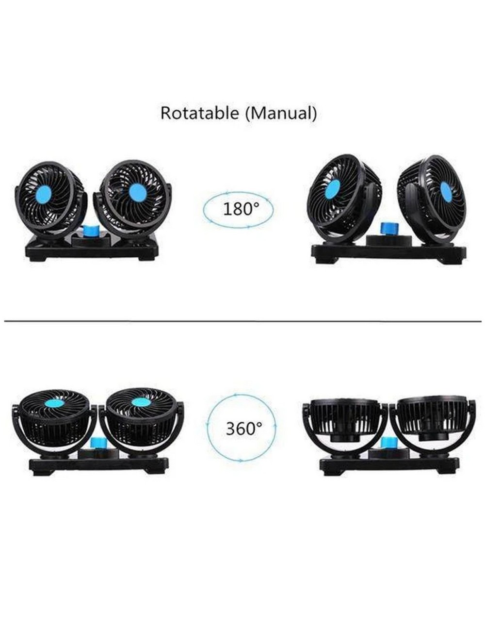 Ventilador De Carro Duo 12 Voltios Giro 360 Grados