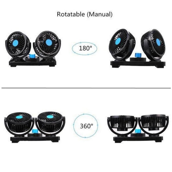 Ventilador De Carro Duo 12 Voltios Giro 360 Grados