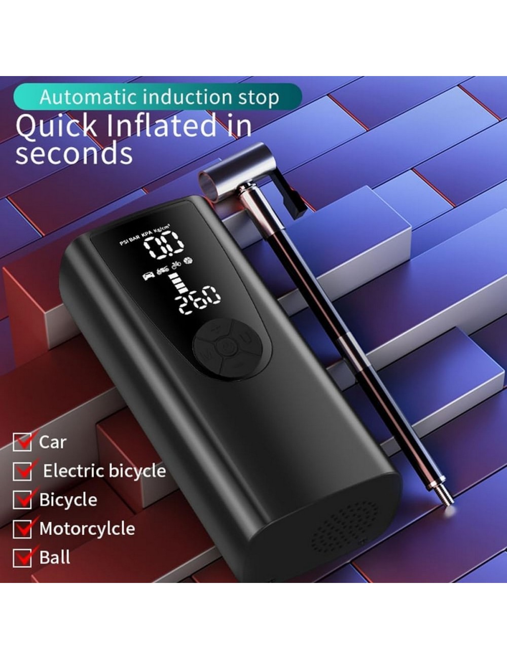 Inflador De Neumáticos Portátil Recargable 150psi Luz Led