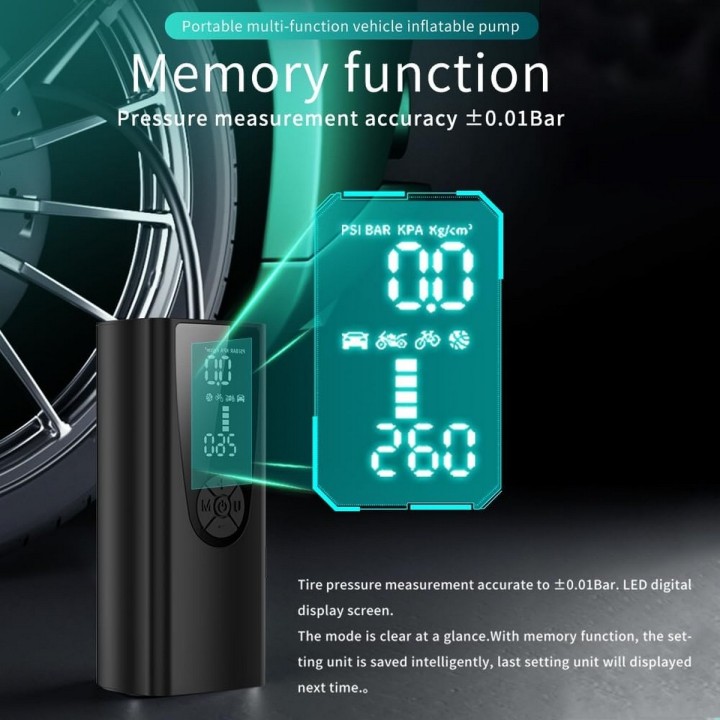 Inflador De Neumáticos Portátil Recargable 150psi Luz Led