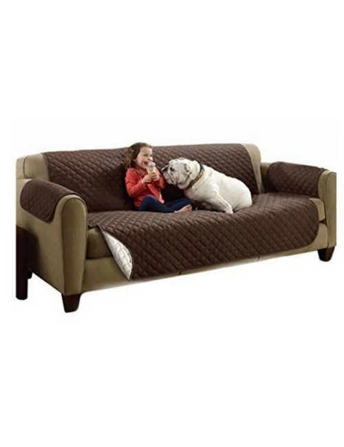 Protector Sofa, Forro, Mueble, Doble Faz 2 Puestos Marron