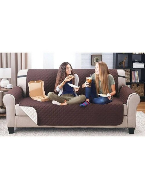 Protector Sofa, Forro, Mueble, Doble Faz 2 Puestos Marron