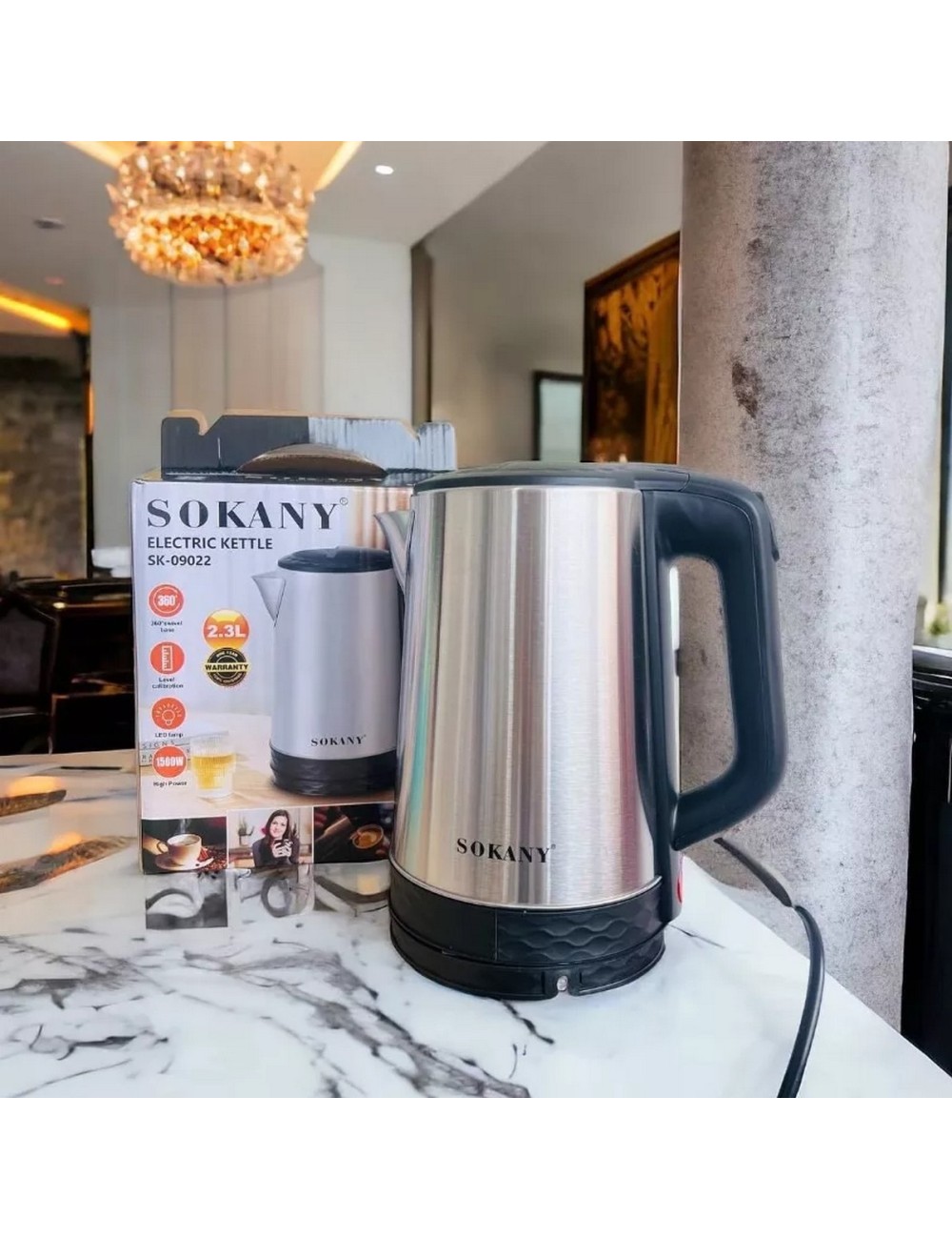 Hervidor Eléctrico Acero Inoxidable 2.3litros 1500w Sk-09022