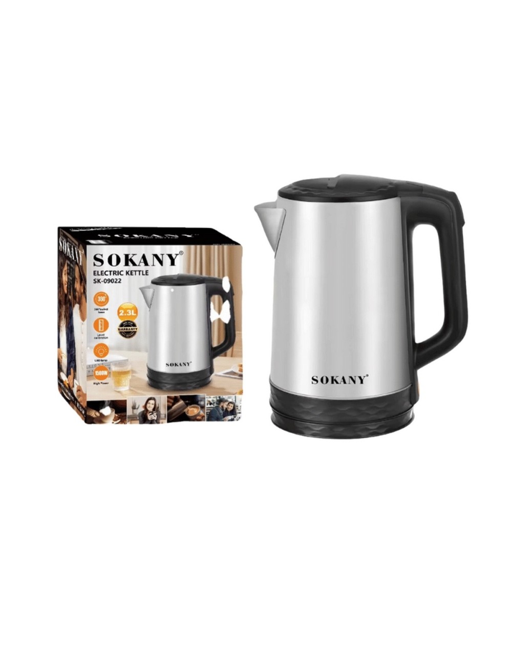 Hervidor Eléctrico Acero Inoxidable 2.3litros 1500w Sk-09022